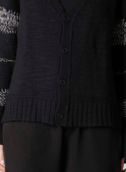 PLAIN STITCH COLOR COMBI V NECK CARDIGAN
