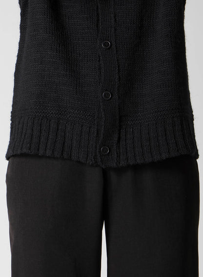 PLAIN STITCH COLOR COMBI V NECK CARDIGAN