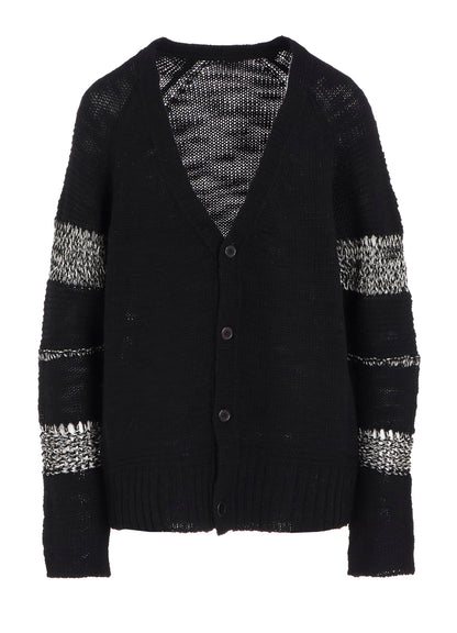 PLAIN STITCH COLOR COMBI V NECK CARDIGAN