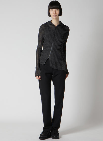 RIB DIAGONAL ZIP CARDIGAN