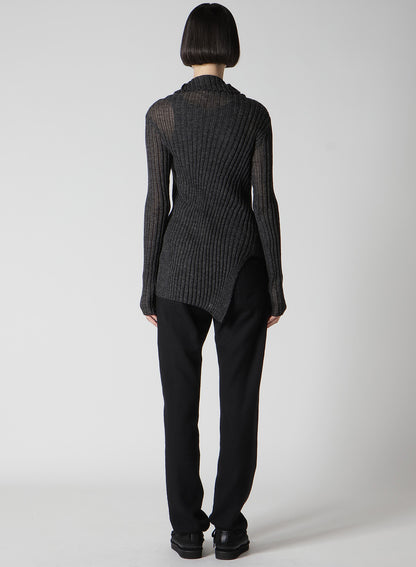 RIB DIAGONAL ZIP CARDIGAN