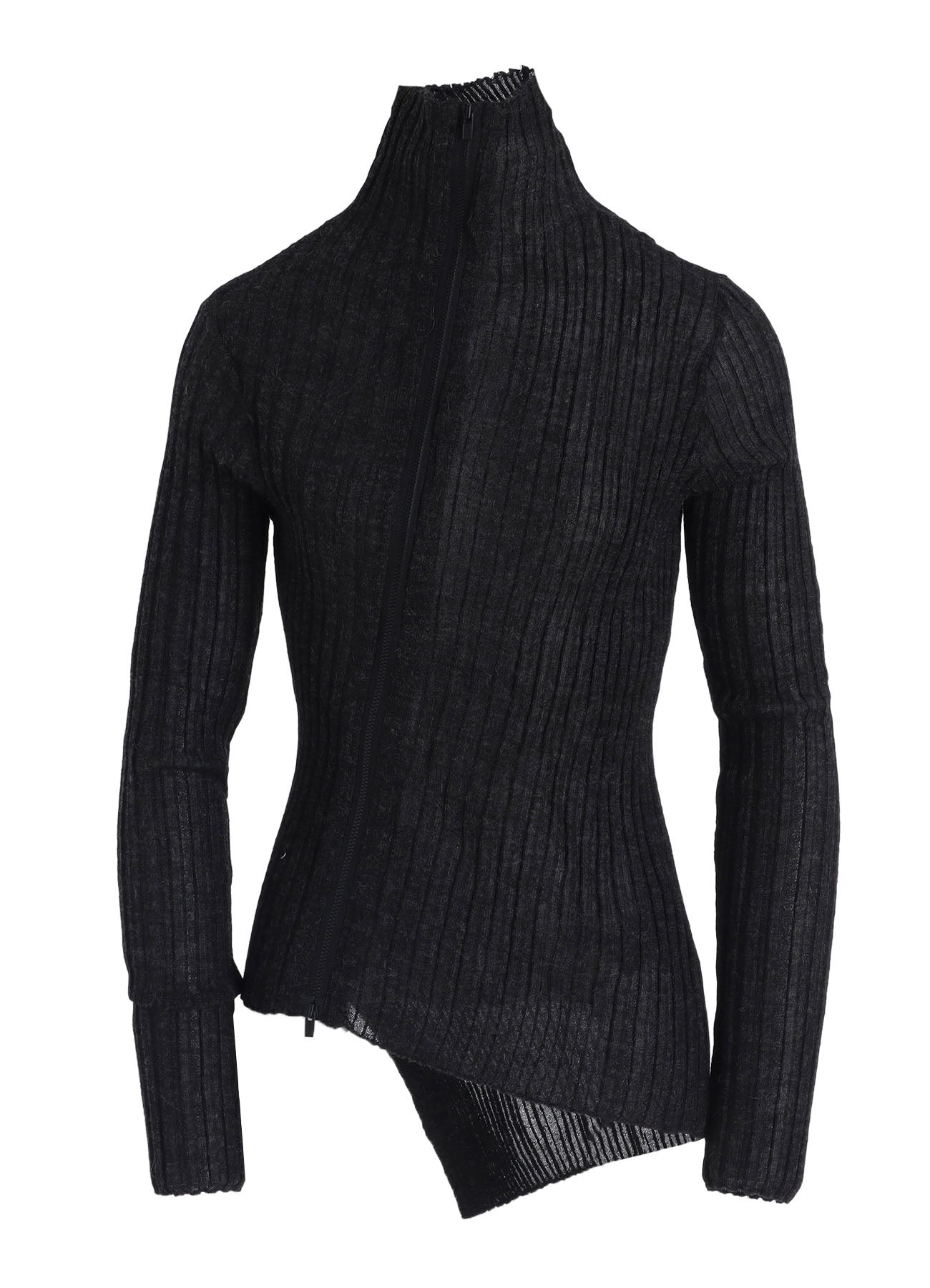 RIB DIAGONAL ZIP CARDIGAN