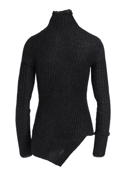RIB DIAGONAL ZIP CARDIGAN