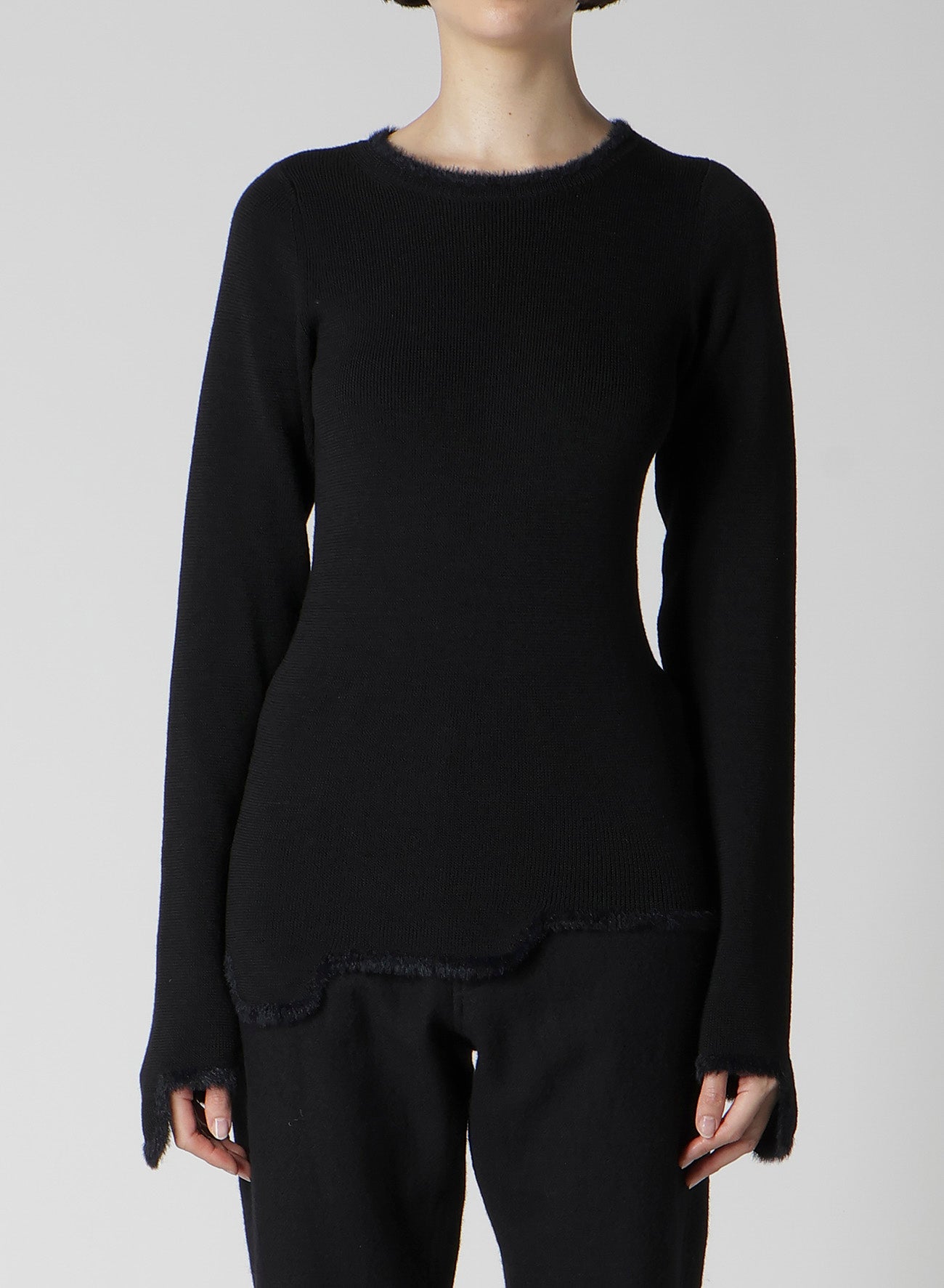 12G RIB JAGGED HEM ROUND NECK PO