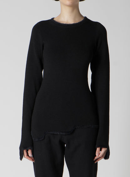 12G RIB JAGGED HEM ROUND NECK PO