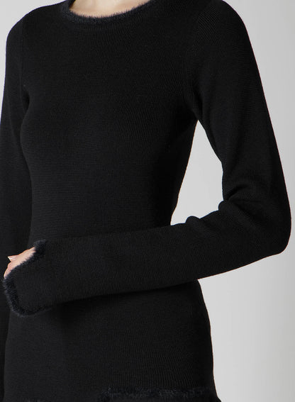 12G RIB JAGGED HEM ROUND NECK PO