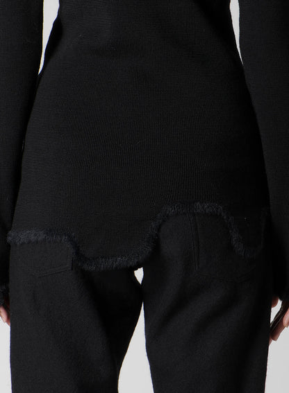 12G RIB JAGGED HEM HIGH NECK PO