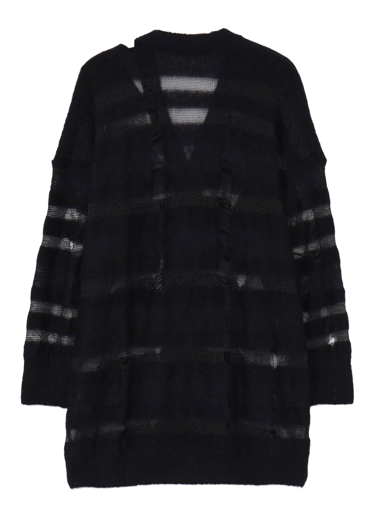 5G STRIPE PATTERN DAMAGED STRIPE CARDIGAN