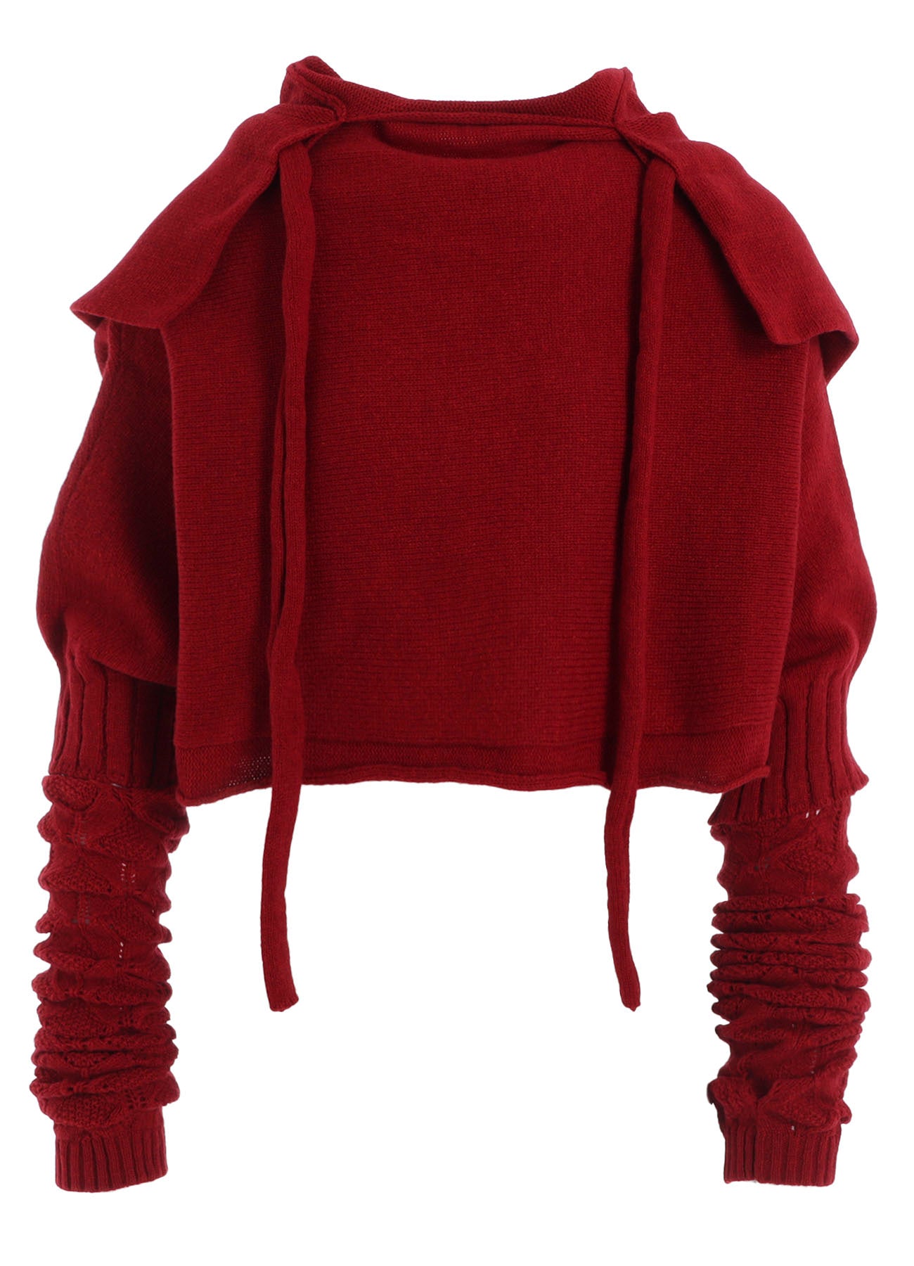 7G PLAIN STITCH LINKS CROPPED HOODIE PO W/ARM WARMERS