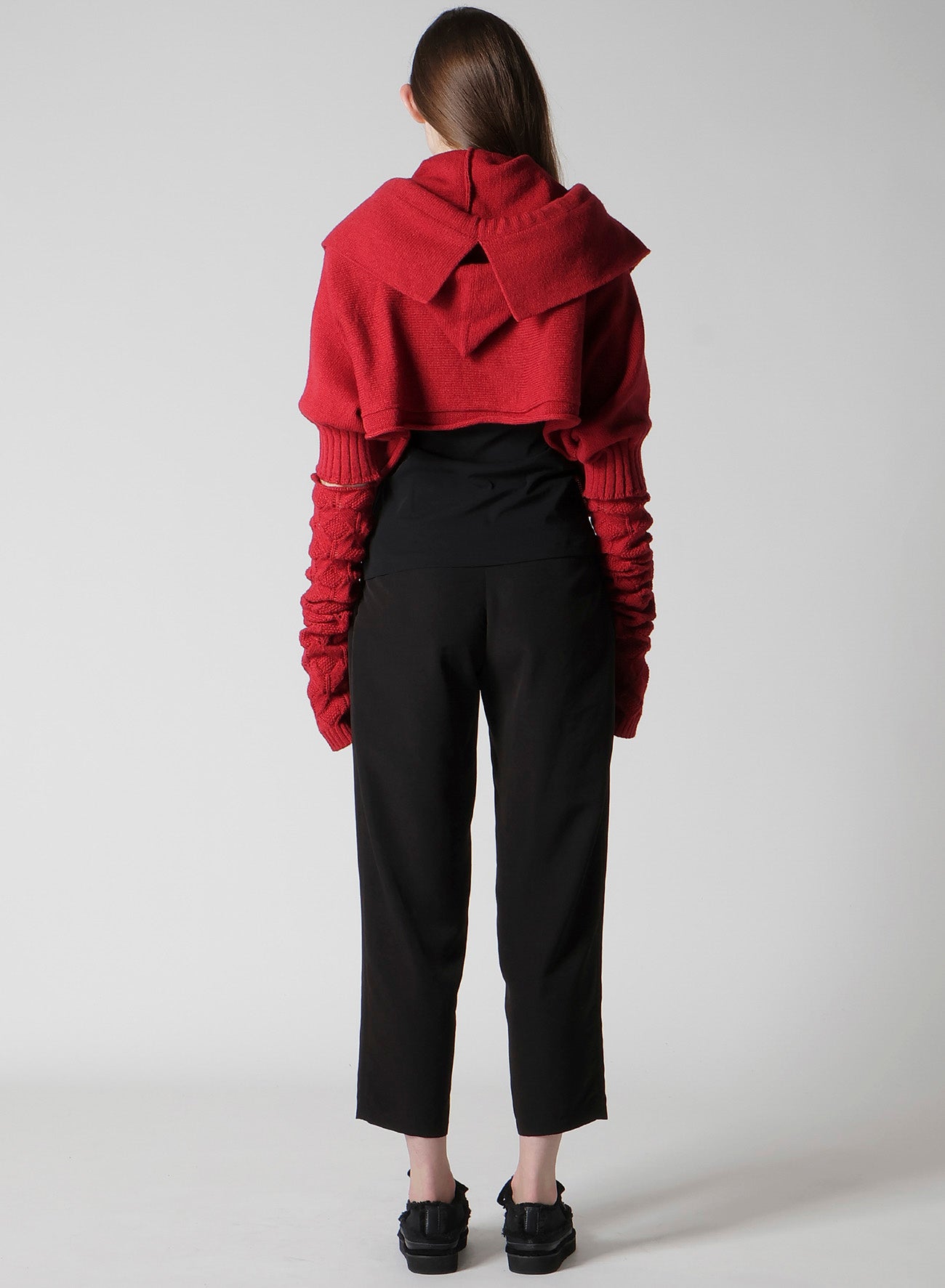 7G PLAIN STITCH LINKS CROPPED HOODIE PO W/ARM WARMERS
