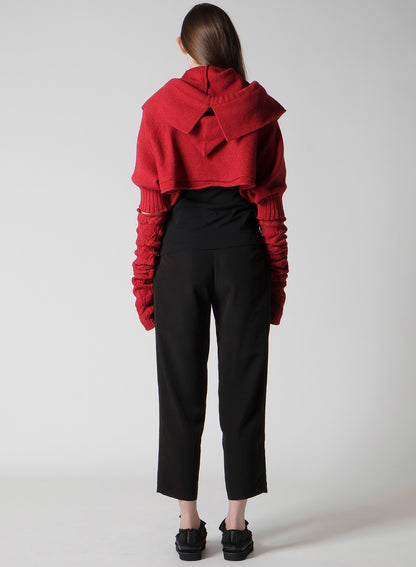 7G PLAIN STITCH LINKS CROPPED HOODIE PO W/ARM WARMERS
