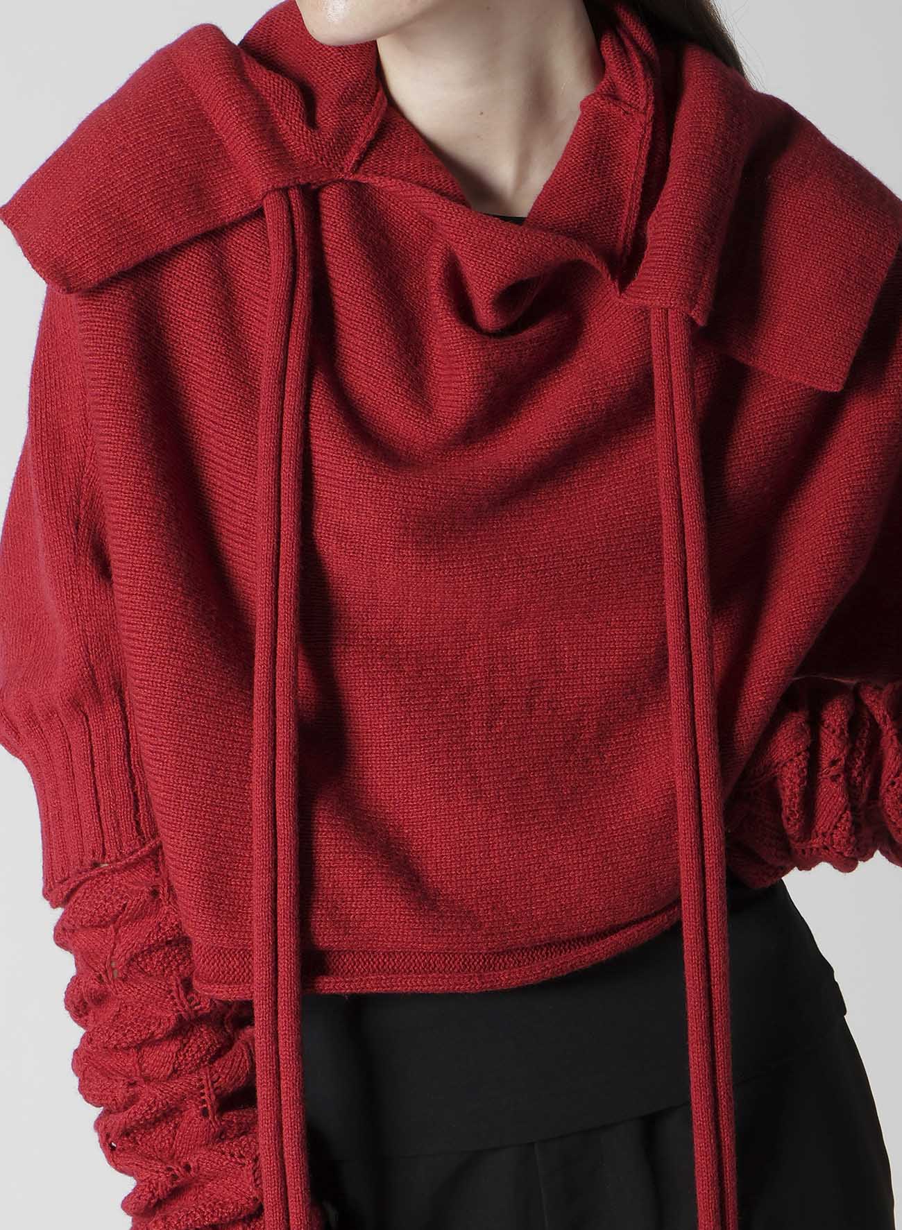 7G PLAIN STITCH LINKS CROPPED HOODIE PO W/ARM WARMERS