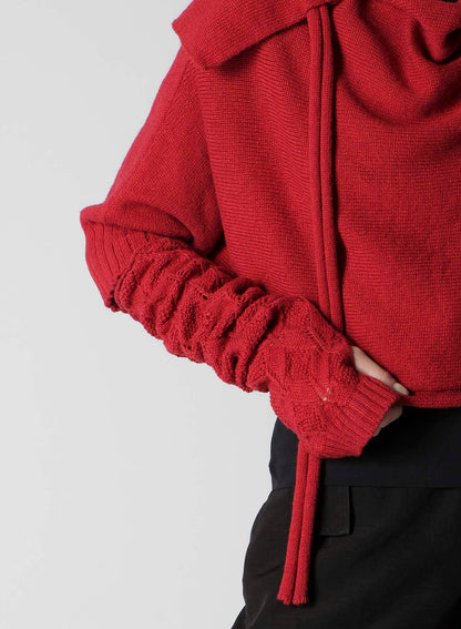 7G PLAIN STITCH LINKS CROPPED HOODIE PO W/ARM WARMERS