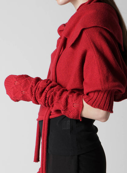 7G PLAIN STITCH LINKS CROPPED HOODIE PO W/ARM WARMERS