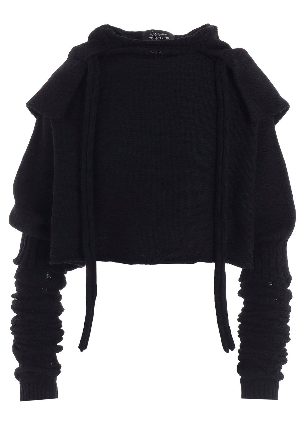 7G PLAIN STITCH LINKS CROPPED HOODIE PO W/ARM WARMERS