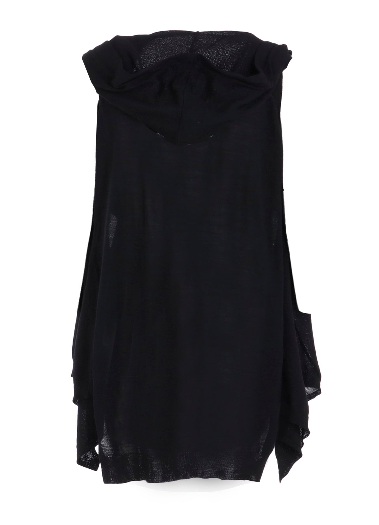 PLAIN STITCH+RIB DRAPED HOODIE VEST