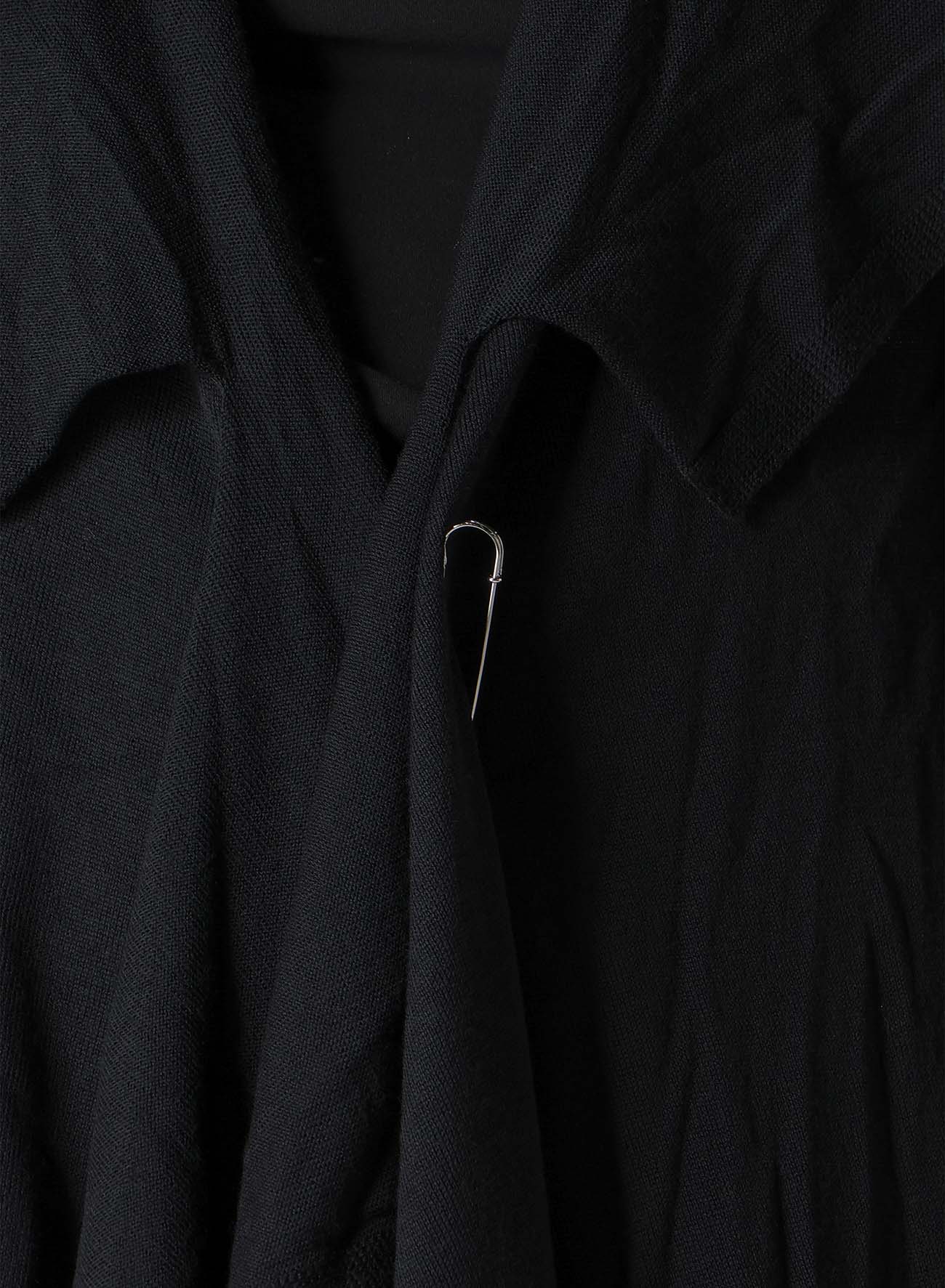 PLAIN STITCH+RIB DRAPED HOODIE VEST