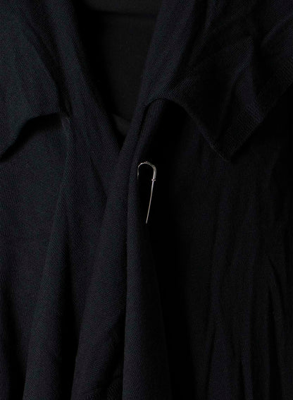 PLAIN STITCH+RIB DRAPED HOODIE VEST