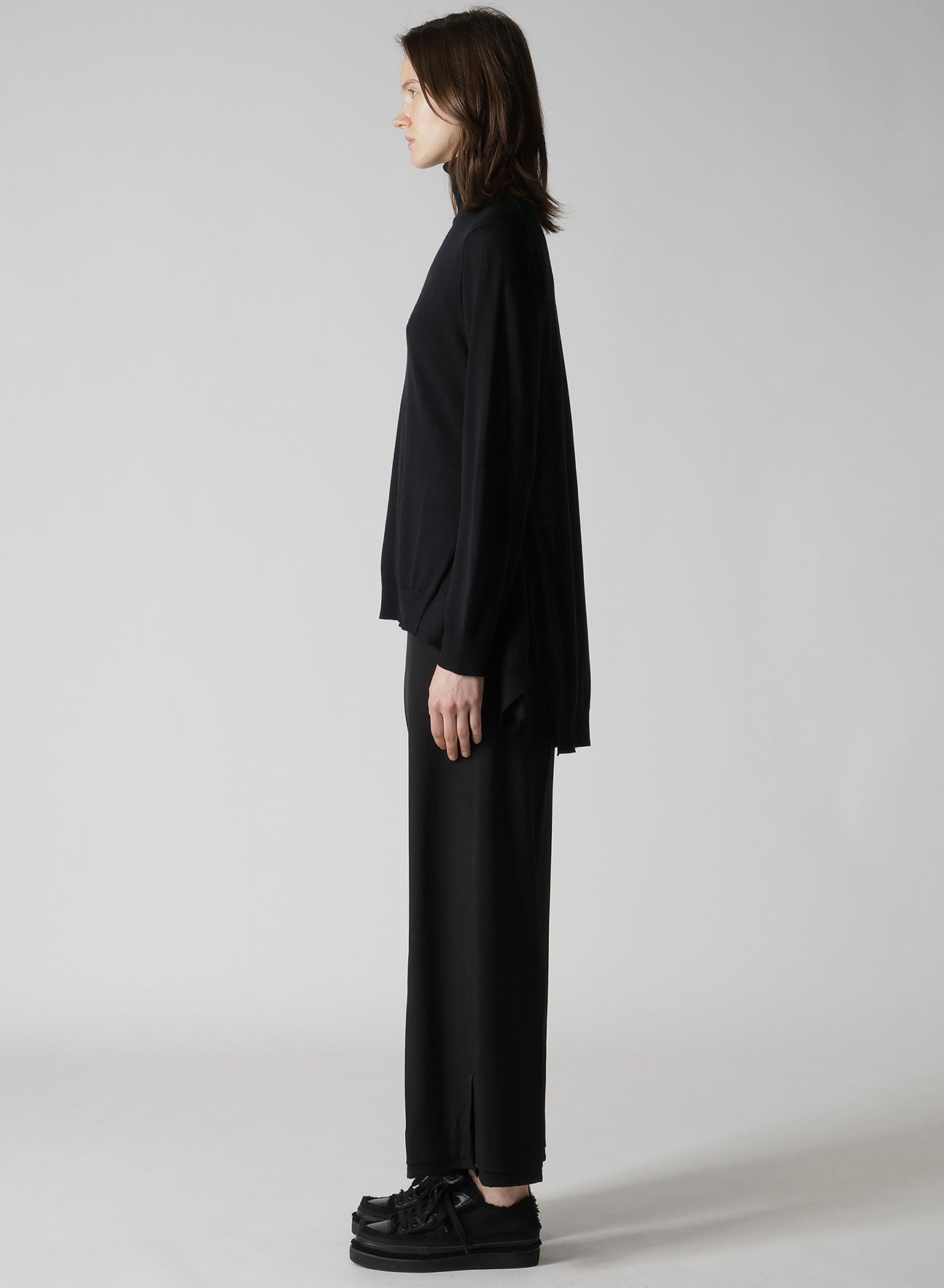 PLAIN STITCH+RIB DRAPED HIGH NECK PO