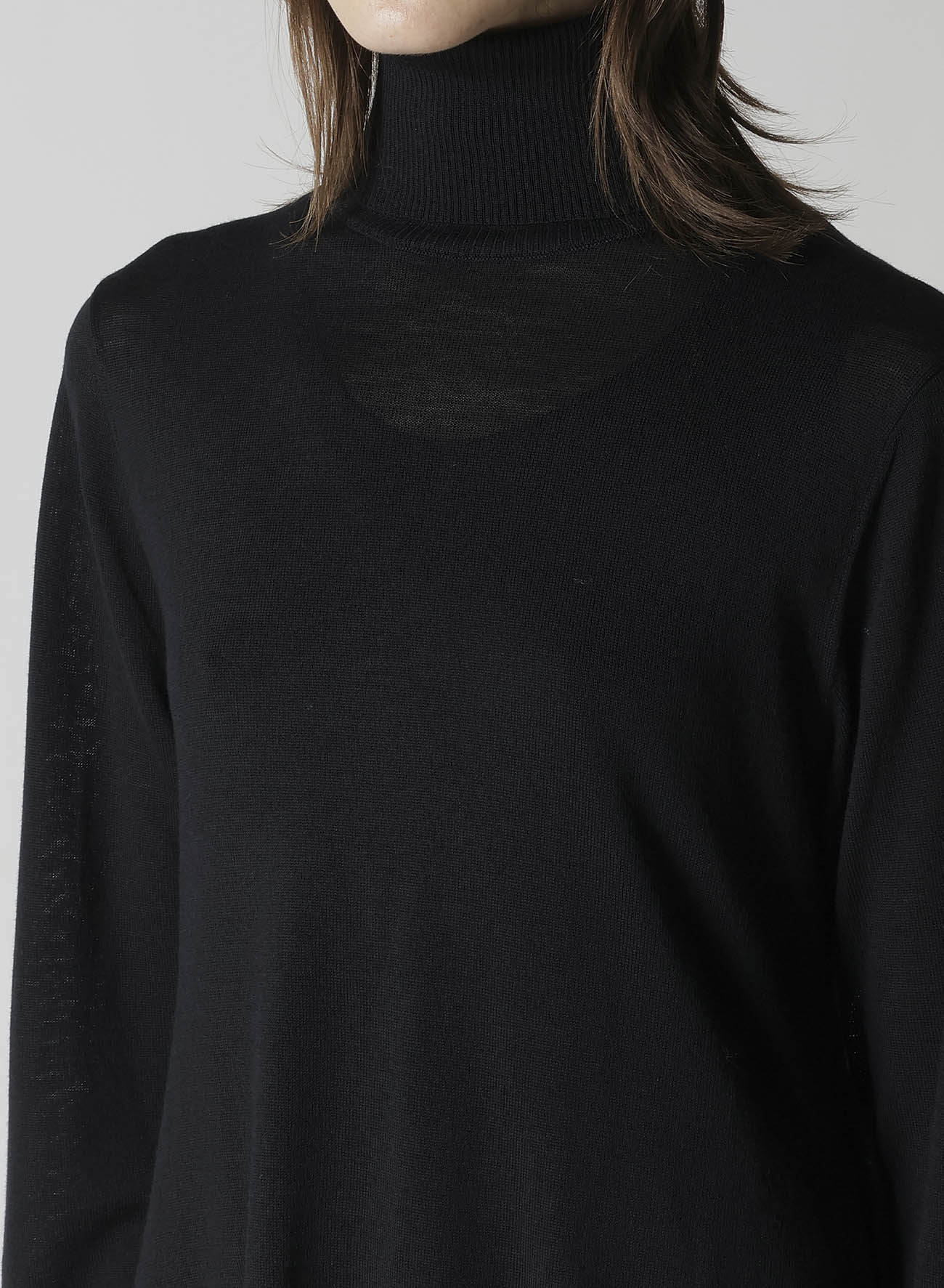 PLAIN STITCH+RIB DRAPED HIGH NECK PO
