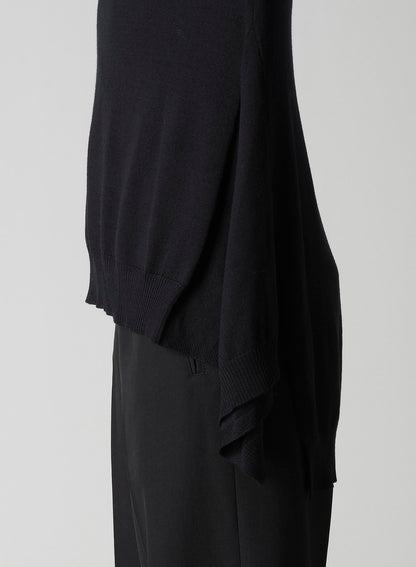 PLAIN STITCH+RIB DRAPED HIGH NECK PO