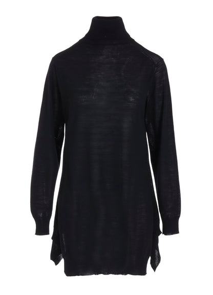 PLAIN STITCH+RIB DRAPED HIGH NECK PO