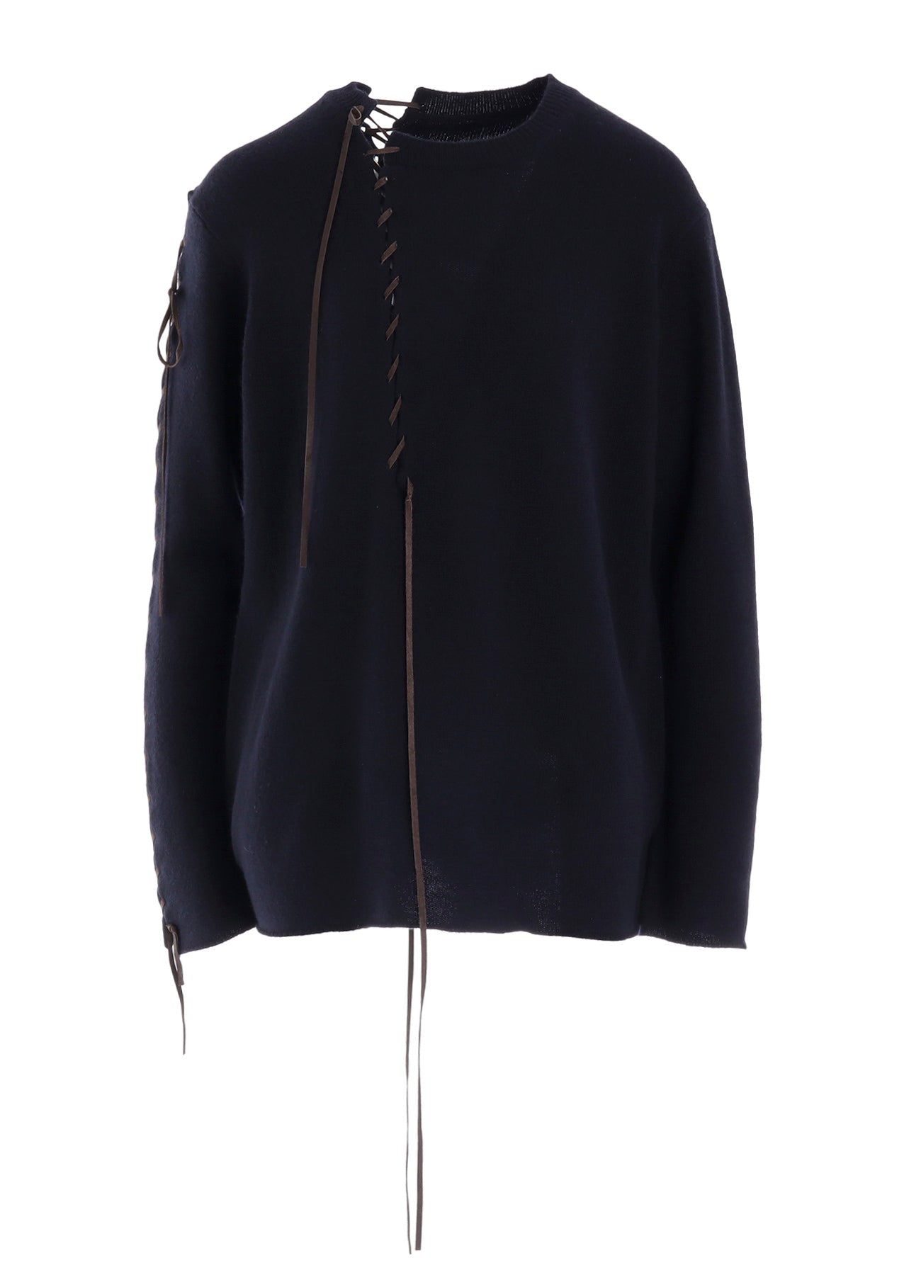 7G1P PLAIN STITCH+LEATHER STRING STRING ROUND NECK PO