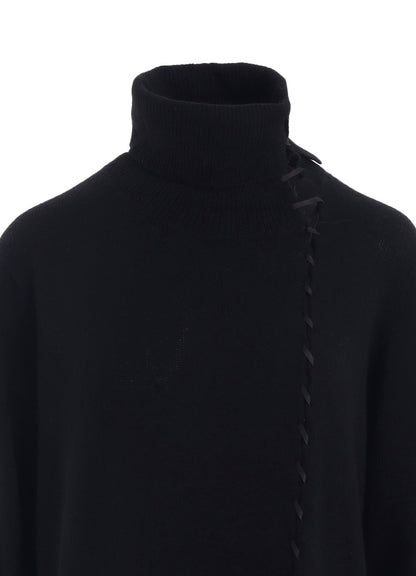 7G1P PLAIN STITCH+LEATHER STRING STRING HIGH NECK PO