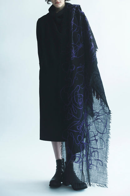 WOOL GAUZE NEEDLE PUNCH STOLE