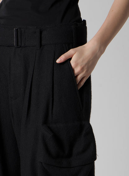 WOOL VIYELLA L OUT POCKET WIDE PANTS