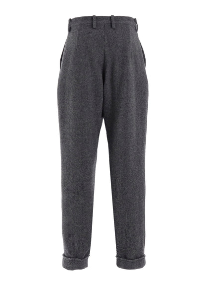 TWEED CLOTH CUFFED HEM PANTS