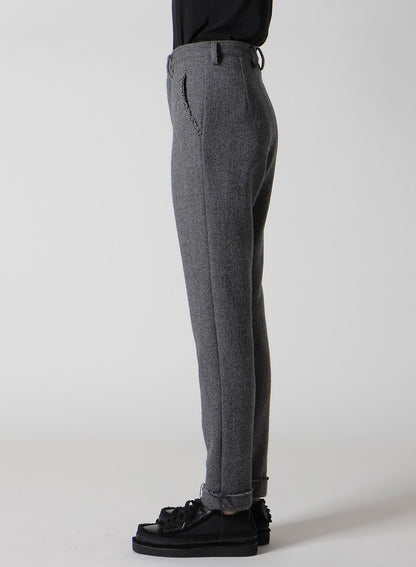 TWEED CLOTH CUFFED HEM PANTS
