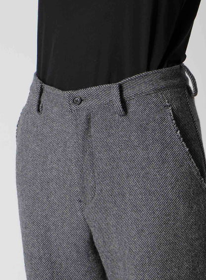 TWEED CLOTH CUFFED HEM PANTS
