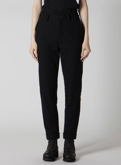 SHRINKED WOOL SERGE CUFFED HEM PANTS
