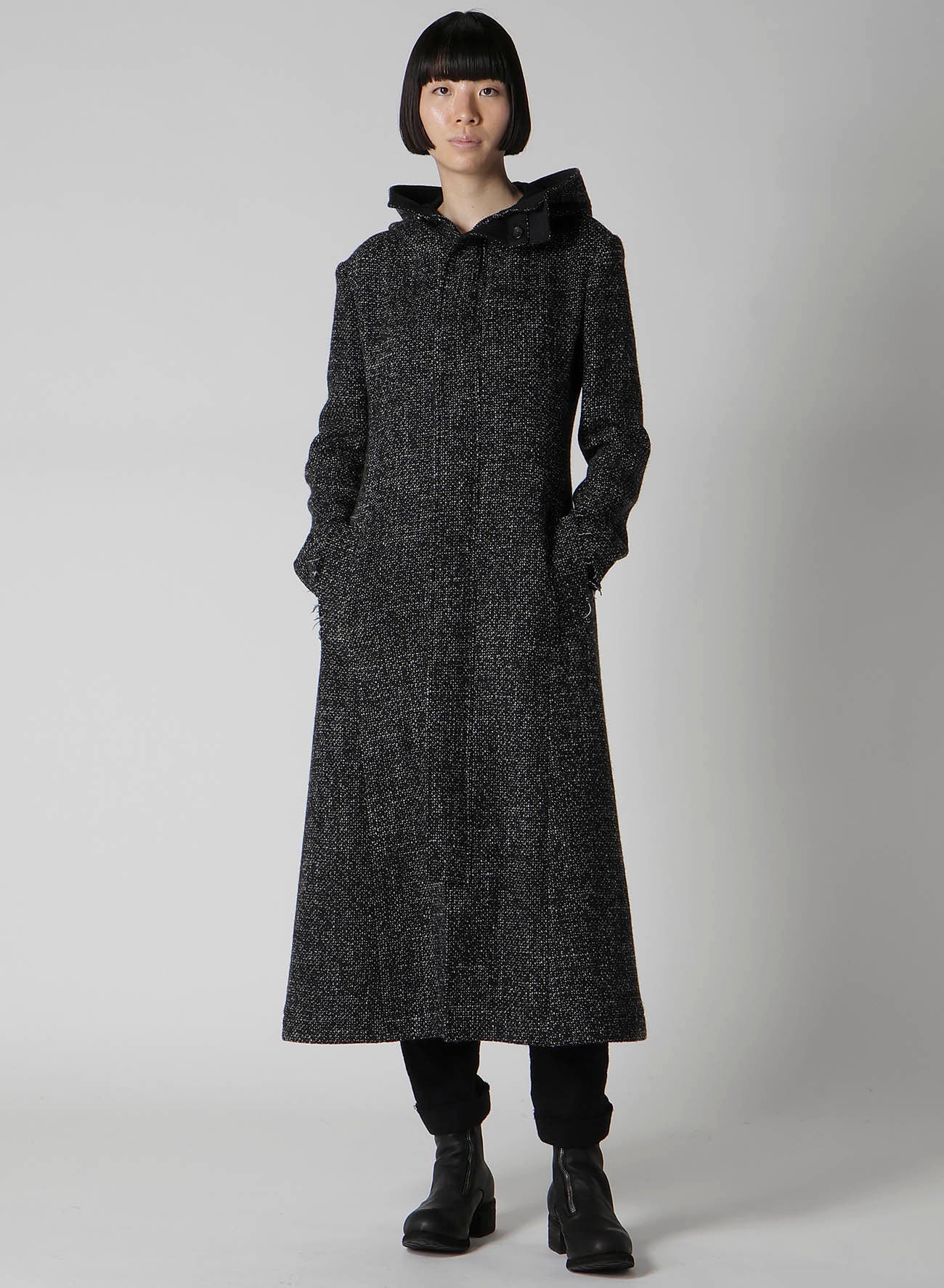 SHRINKED WOOL SERGE CUFFED HEM PANTS