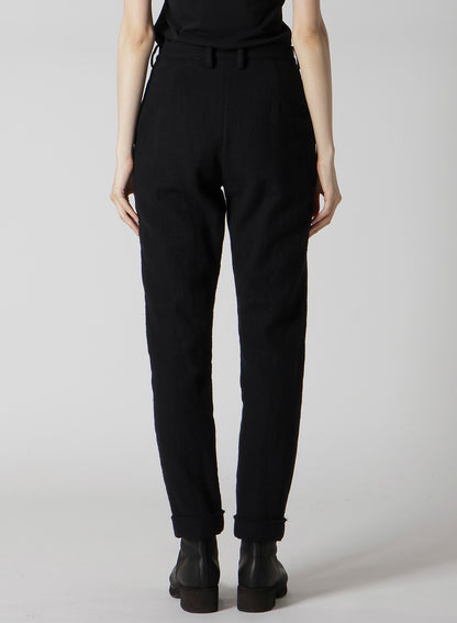 SHRINKED WOOL SERGE CUFFED HEM PANTS