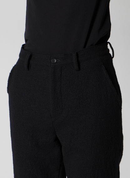 SHRINKED WOOL SERGE CUFFED HEM PANTS