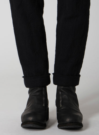 SHRINKED WOOL SERGE CUFFED HEM PANTS