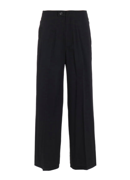 WOOL GABARDINE VENT WIDE PANTS
