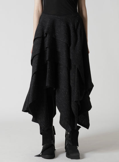 WOOLEN TWEED R DRAPED TUCK ST SKIRT