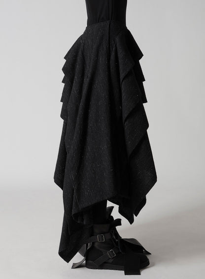 WOOLEN TWEED R DRAPED TUCK ST SKIRT