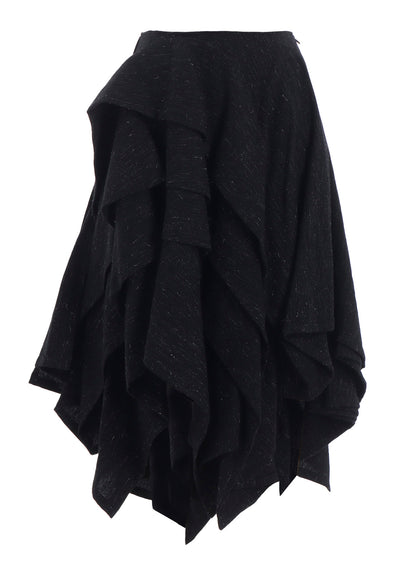 WOOLEN TWEED R DRAPED TUCK ST SKIRT