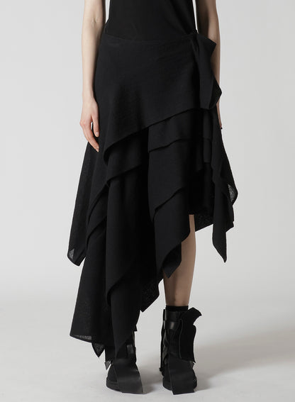 WOOL GAUZE TUCKED STITCH D SKIRT