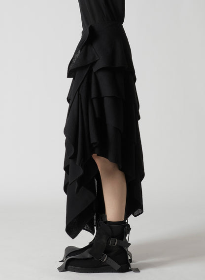 WOOL GAUZE TUCKED STITCH D SKIRT