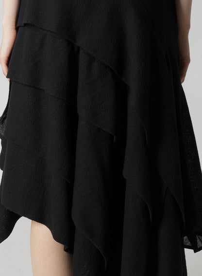 WOOL GAUZE TUCKED STITCH D SKIRT