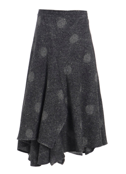 WOOL SHADOW DOT R GATHERED SKIRT