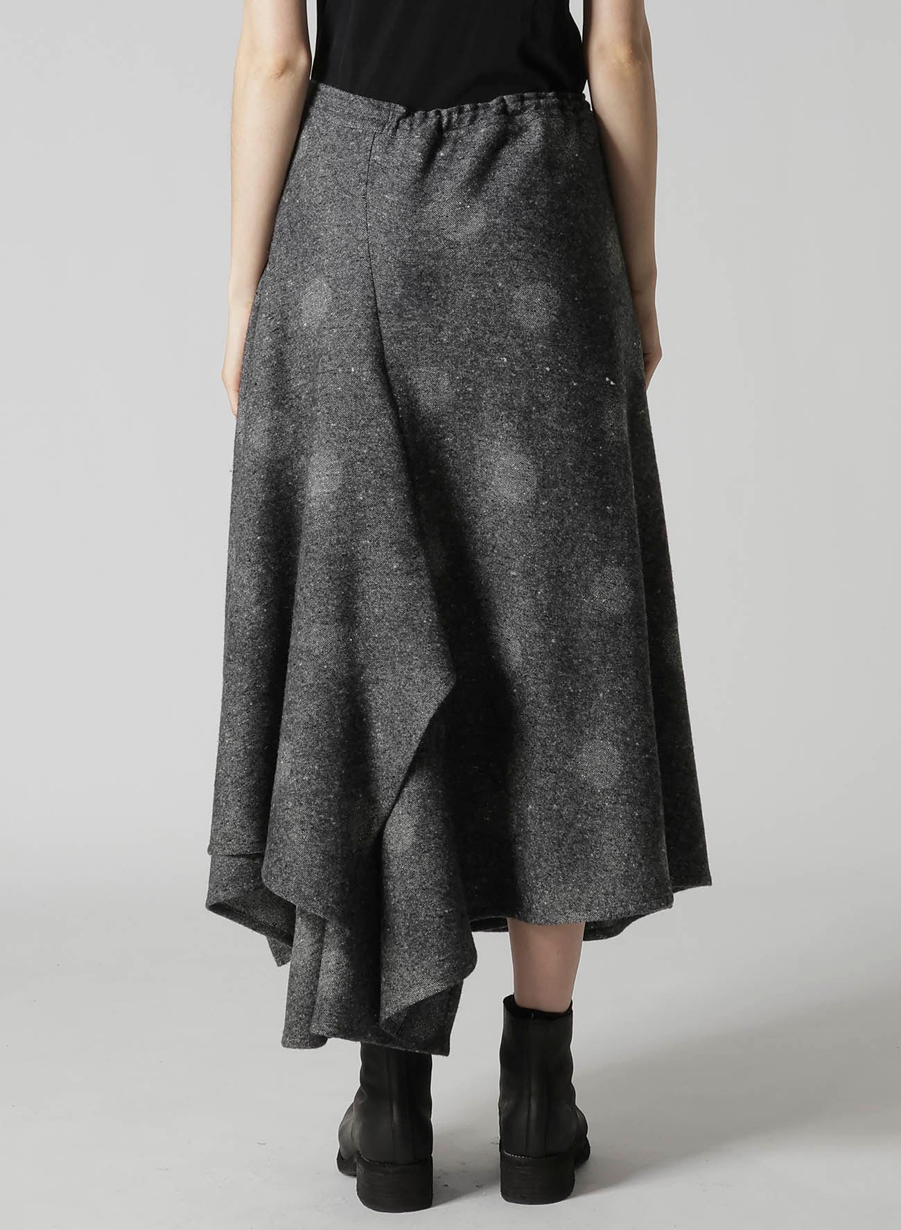 WOOL SHADOW DOT R GATHERED SKIRT