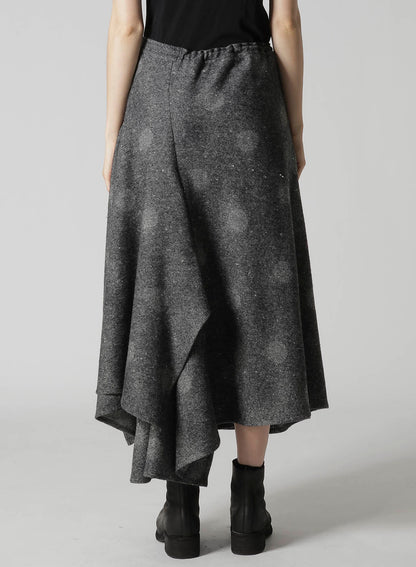 WOOL SHADOW DOT R GATHERED SKIRT