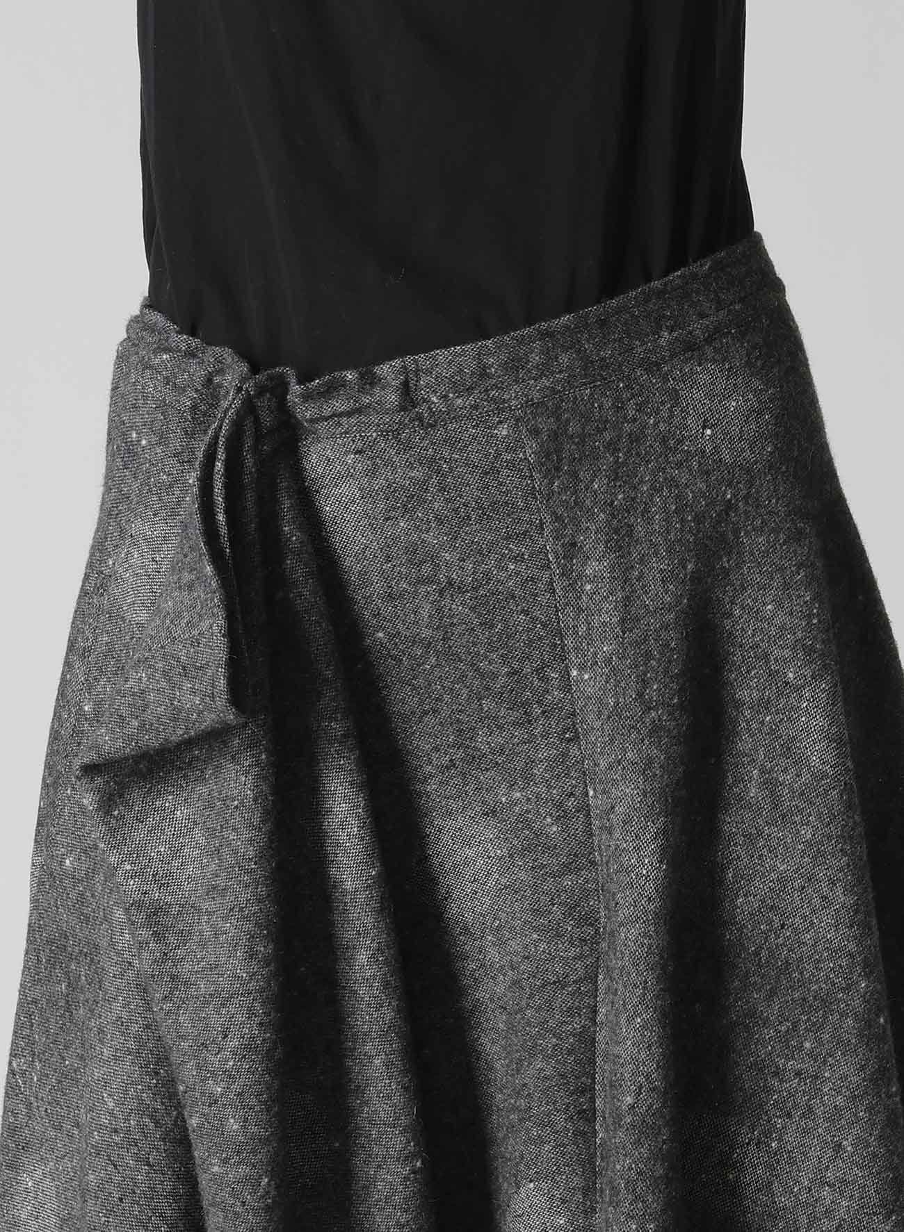 WOOL SHADOW DOT R GATHERED SKIRT