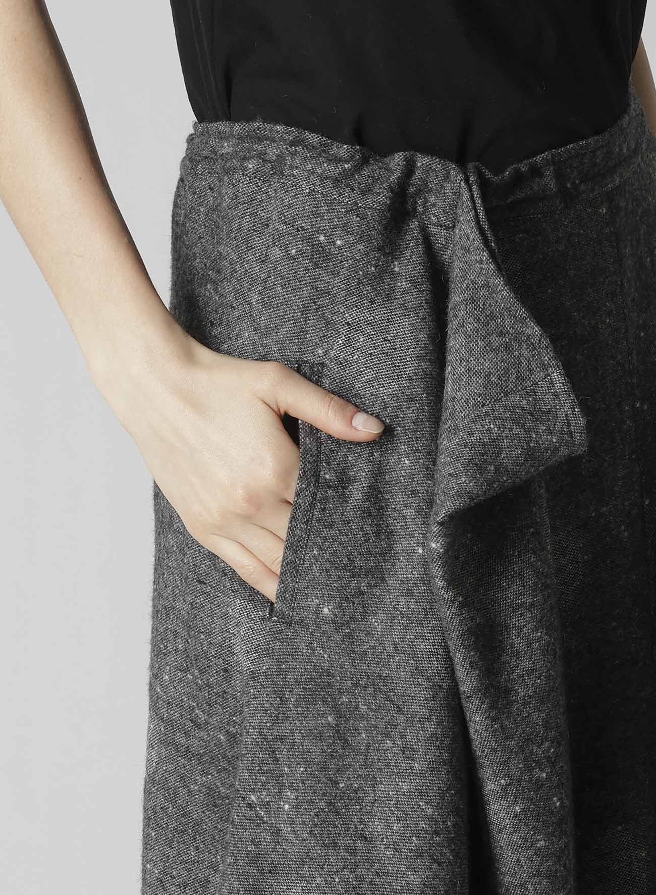 WOOL SHADOW DOT R GATHERED SKIRT